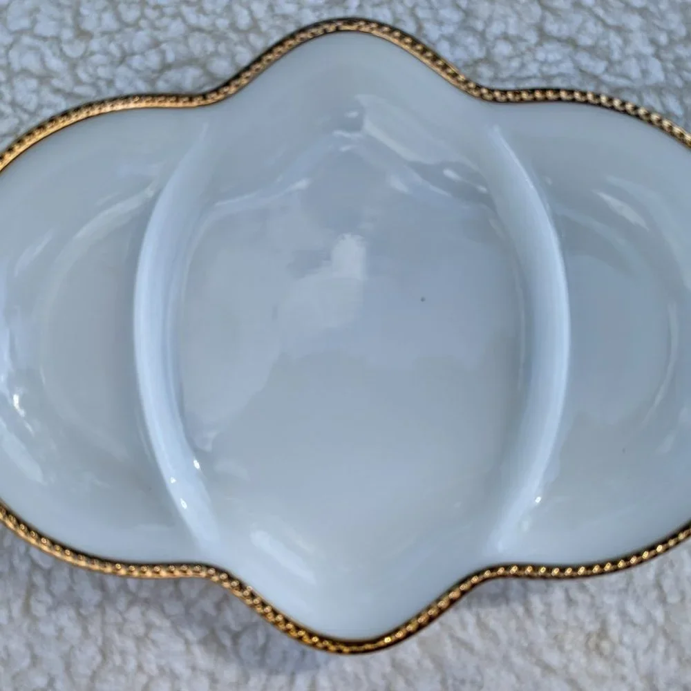 Fire King Oven Ware divided dish.